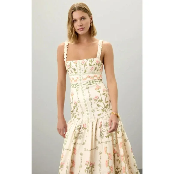 Agua by Agua Bendita Nispero Floral Linen Dress Size XL - Picture 2 of 9